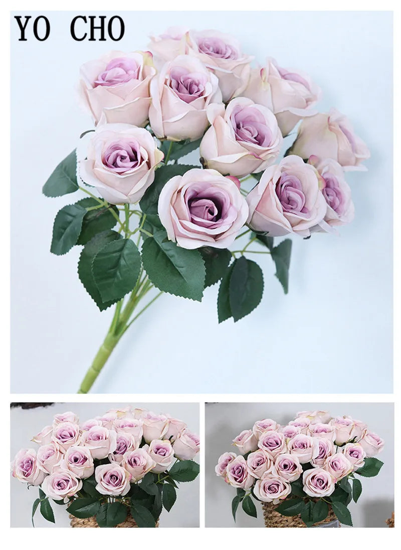 ELMAS 12 Heads Royal Blue Silk Flowers Bouquet Decor - Al Masam Stationery LLC