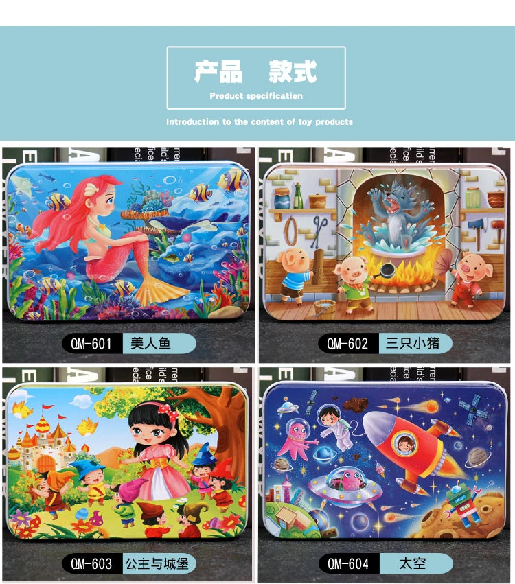 ELMAS New 60 Pieces Wooden Puzzles Kids Cartoon Fun - Al Masam Stationery LLC