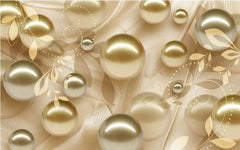 ELMAS Custom Photo 3D Wallpaper Mural Golden Pearl Pattern - Al Masam Stationery LLC