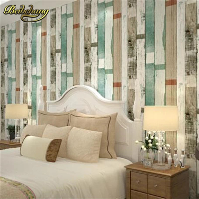 ELMAS Beibehang Papel De Parede Vintage Wood Panel Wallpaper - Al Masam Stationery LLC
