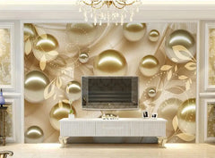 ELMAS Custom Photo 3D Wallpaper Mural Golden Pearl Pattern - Al Masam Stationery LLC