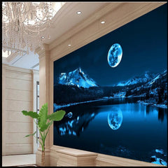 ELMAS Custom Wallpaper Wall Stickers 3D Moon Lake Backdrop - Al Masam Stationery LLC