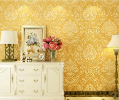 ELMAS Luxury Flock Glitter Silver Damask Wallpaper - Al Masam Stationery LLC