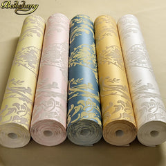 ELMAS Luxury Flock Glitter Silver Damask Wallpaper - Al Masam Stationery LLC