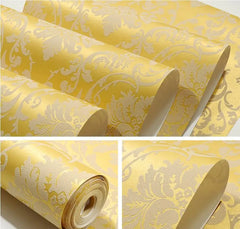 ELMAS Luxury Flock Glitter Silver Damask Wallpaper - Al Masam Stationery LLC