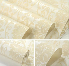 ELMAS Luxury Flock Glitter Silver Damask Wallpaper - Al Masam Stationery LLC
