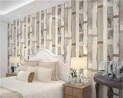 ELMAS Vintage Wood Panel Stripes Wallpaper for Kids Room - Al Masam Stationery LLC