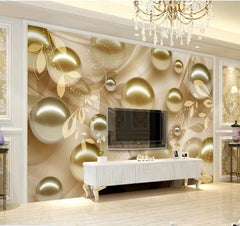 ELMAS Custom Photo 3D Wallpaper Mural Golden Pearl Pattern - Al Masam Stationery LLC