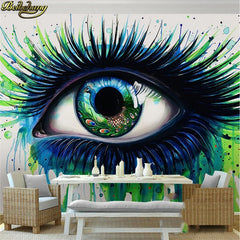ELMAS Custom Photo Peacock Blue Eyelashes Wallpaper 3D - Al Masam Stationery LLC
