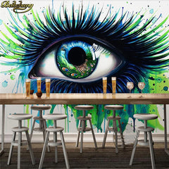 ELMAS Custom Photo Peacock Blue Eyelashes Wallpaper 3D - Al Masam Stationery LLC