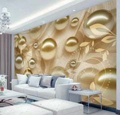 ELMAS Custom Photo 3D Wallpaper Mural Golden Pearl Pattern - Al Masam Stationery LLC