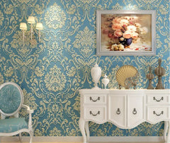 ELMAS Luxury Flock Glitter Silver Damask Wallpaper - Al Masam Stationery LLC
