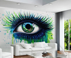 ELMAS Custom Photo Peacock Blue Eyelashes Wallpaper 3D - Al Masam Stationery LLC