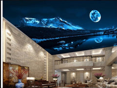 ELMAS Custom Wallpaper Wall Stickers 3D Moon Lake Backdrop - Al Masam Stationery LLC