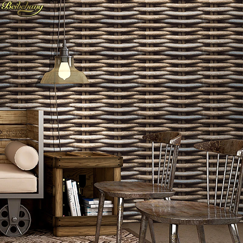 ELMAS 3D Imitation Straw Wallpaper for Retro Decor - Al Masam Stationery LLC