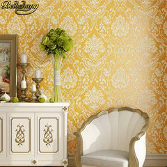 ELMAS Luxury Flock Glitter Silver Damask Wallpaper - Al Masam Stationery LLC