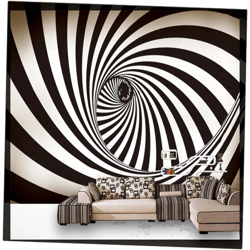 ELMAS Beibehang 3D Black and White Swirls Wall Art - Al Masam Stationery LLC