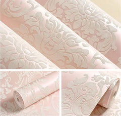 ELMAS Luxury Flock Glitter Silver Damask Wallpaper - Al Masam Stationery LLC