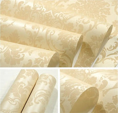 ELMAS Luxury Flock Glitter Silver Damask Wallpaper - Al Masam Stationery LLC