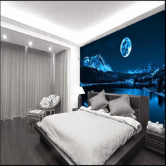 ELMAS Custom Wallpaper Wall Stickers 3D Moon Lake Backdrop - Al Masam Stationery LLC