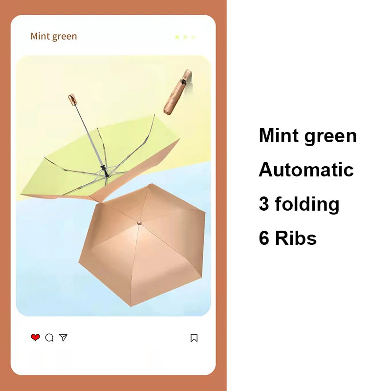 ELMAS Ultra-Light 6 Ribs Folding Gold Coating Umbrella - Al Masam Stationery LLC