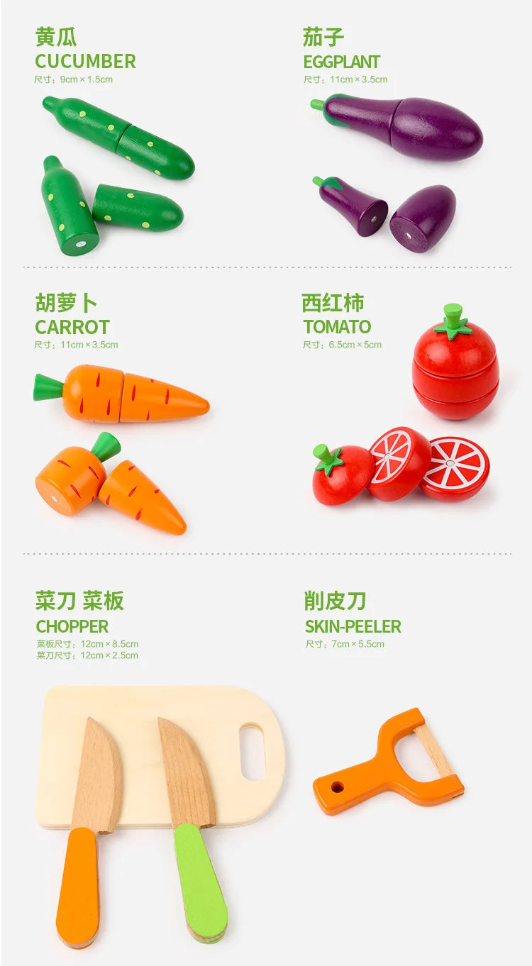ELMAS Wooden Toy Cutting Fruit and Vegetables Play Set - Al Masam Stationery LLC
