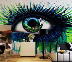 ELMAS Custom Photo Peacock Blue Eyelashes Wallpaper 3D - Al Masam Stationery LLC
