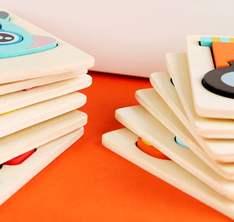 ELMAS Kids 3D Wooden Puzzle Cartoon Animals Gift - Al Masam Stationery LLC