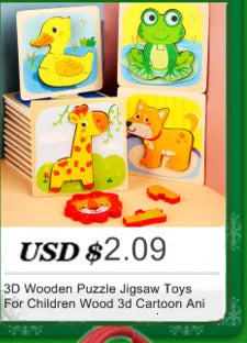 ELMAS Kids 3D Wooden Puzzle Cartoon Animals Gift - Al Masam Stationery LLC