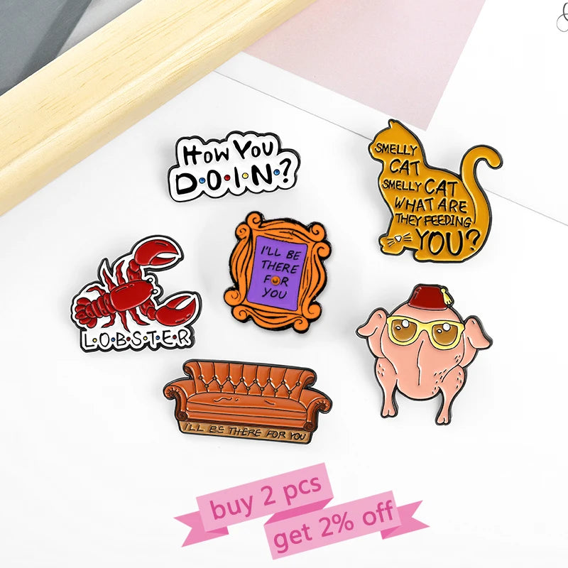 ELMAS Friends How You Doin Enamel Pin Classic TV Badge - Al Masam Stationery LLC