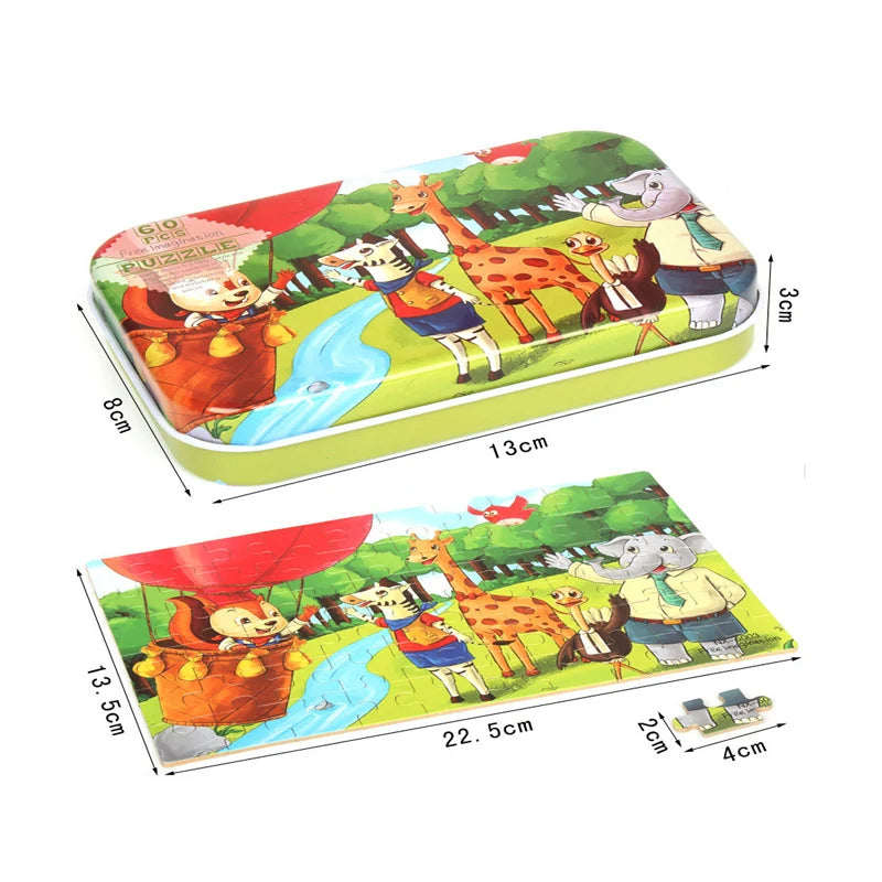 ELMAS Hot New 60 Pieces Wooden Puzzle Toys for Kids - Al Masam Stationery LLC