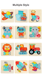 ELMAS Kids 3D Wooden Puzzle Cartoon Animals Gift