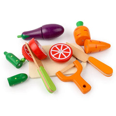 ELMAS Wooden Toy Cutting Fruit and Vegetables Play Set - Al Masam Stationery LLC