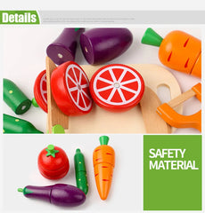 ELMAS Wooden Toy Cutting Fruit and Vegetables Play Set - Al Masam Stationery LLC