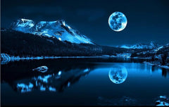 ELMAS Custom Wallpaper Wall Stickers 3D Moon Lake Backdrop - Al Masam Stationery LLC