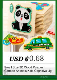 ELMAS Kids 3D Wooden Puzzle Cartoon Animals Gift - Al Masam Stationery LLC