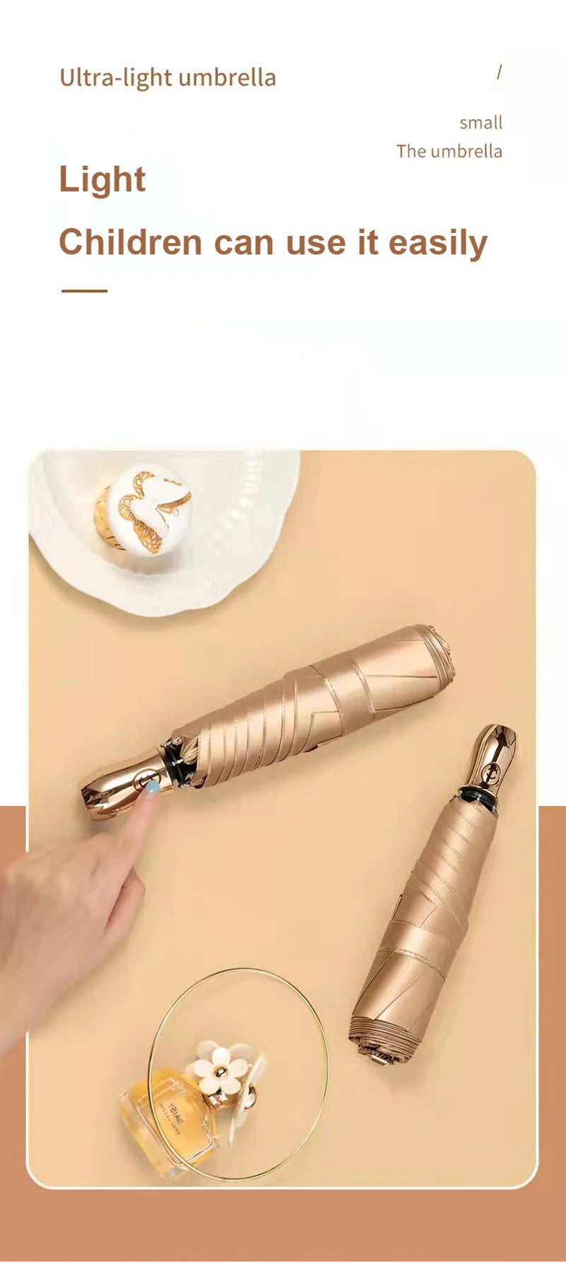 ELMAS Ultra-Light 6 Ribs Folding Gold Coating Umbrella - Al Masam Stationery LLC