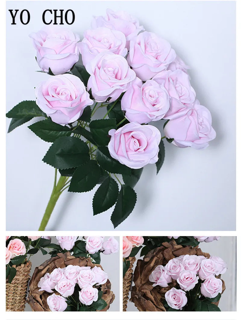 ELMAS 12 Heads Royal Blue Silk Flowers Bouquet Decor - Al Masam Stationery LLC