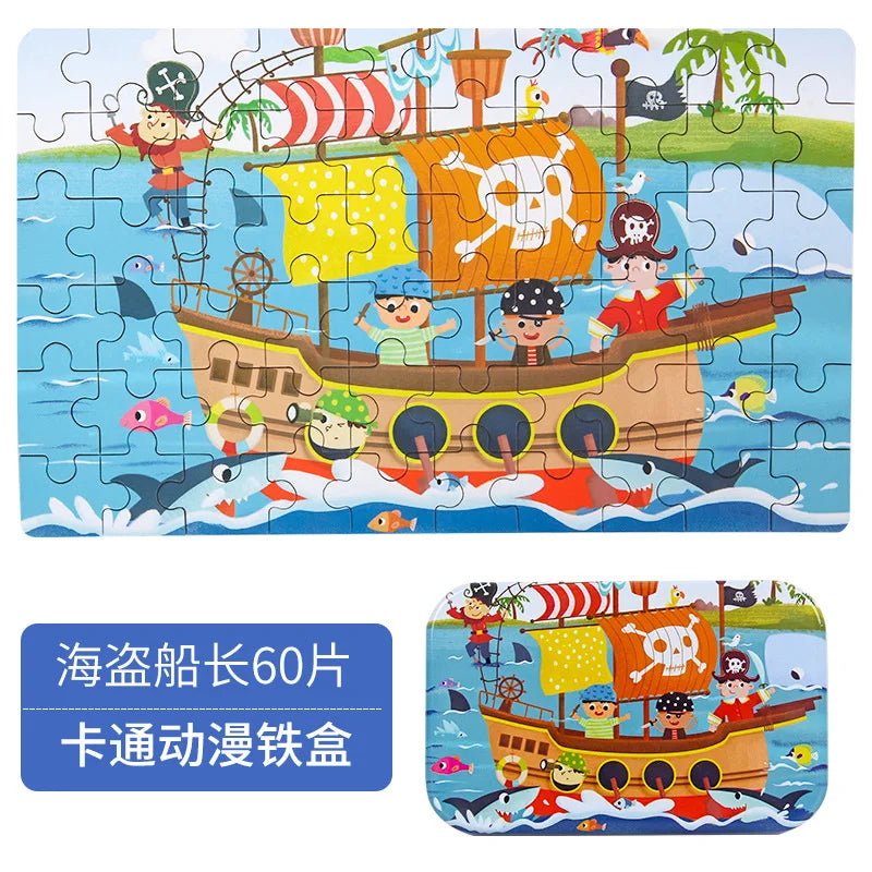 ELMAS Hot New 60 Pieces Wooden Puzzle Toys for Kids - Al Masam Stationery LLC