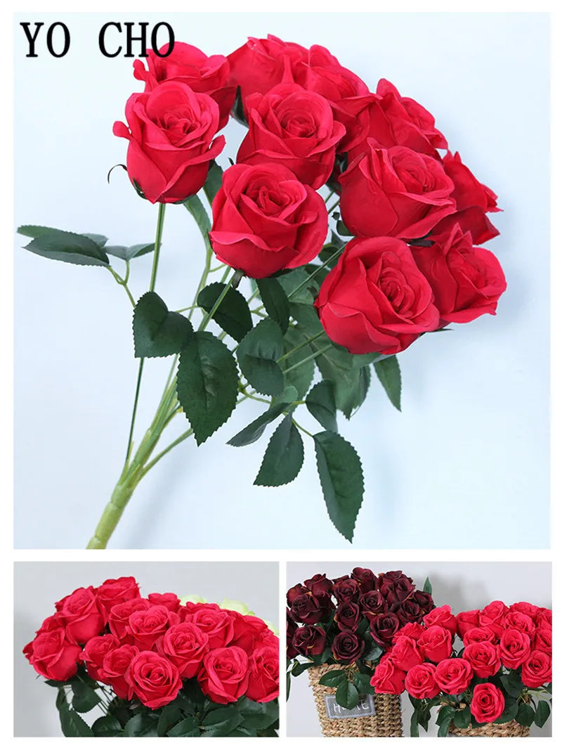 ELMAS 12 Heads Royal Blue Silk Flowers Bouquet Decor - Al Masam Stationery LLC