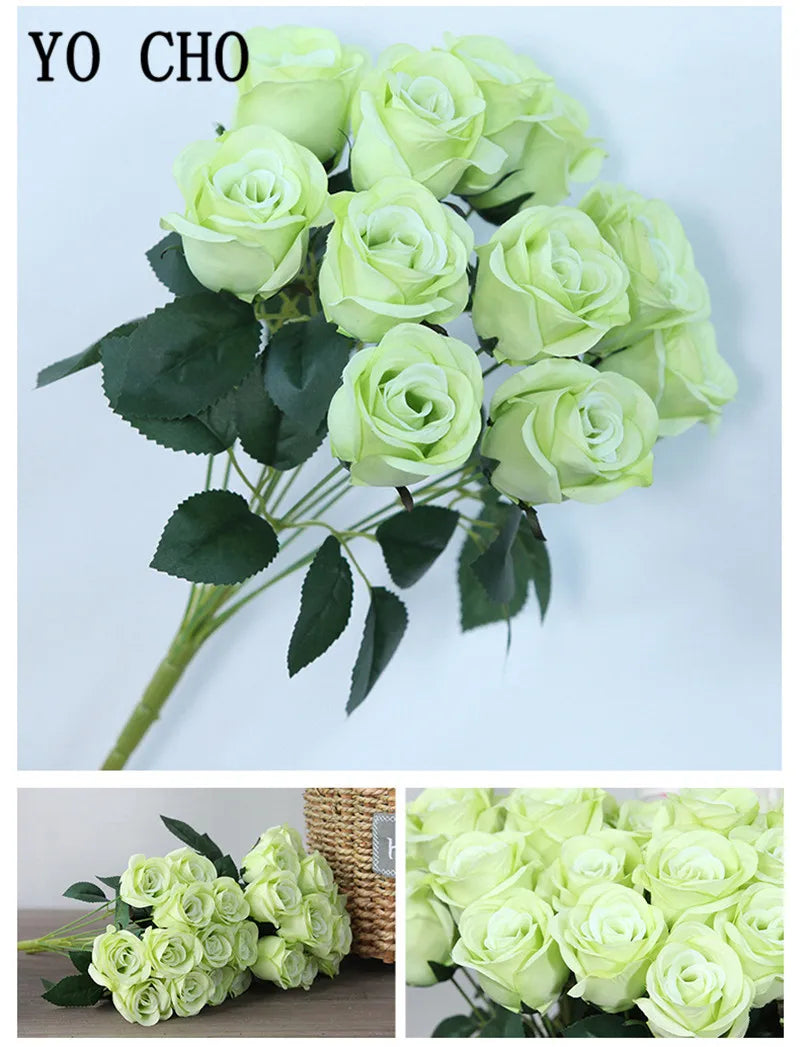 ELMAS 12 Heads Royal Blue Silk Flowers Bouquet Decor - Al Masam Stationery LLC