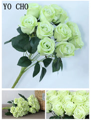 ELMAS 12 Heads Royal Blue Silk Flowers Bouquet Decor