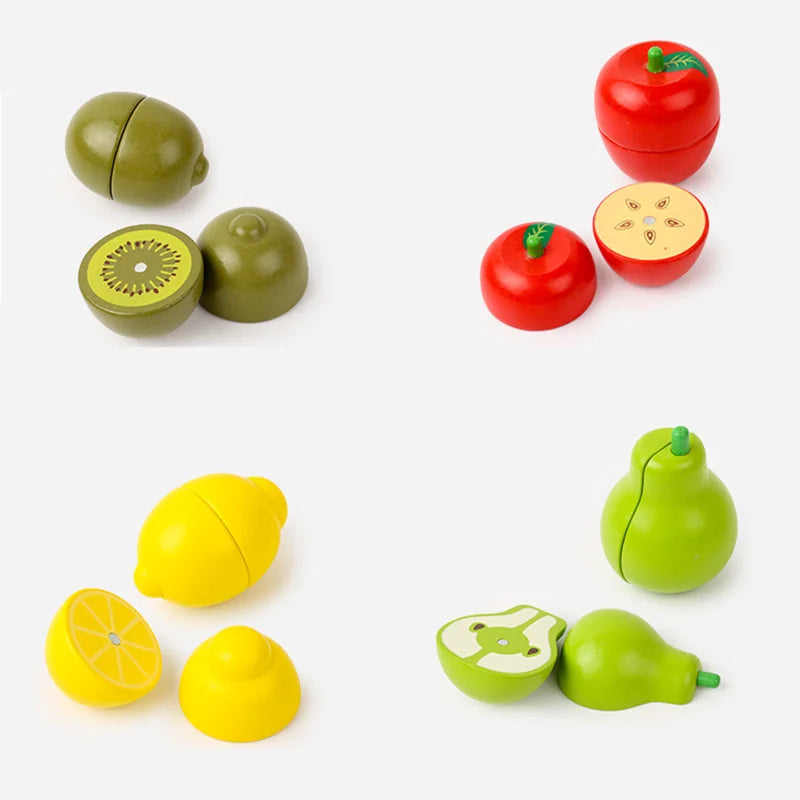 ELMAS Wooden Toy Cutting Fruit and Vegetables Play Set - Al Masam Stationery LLC
