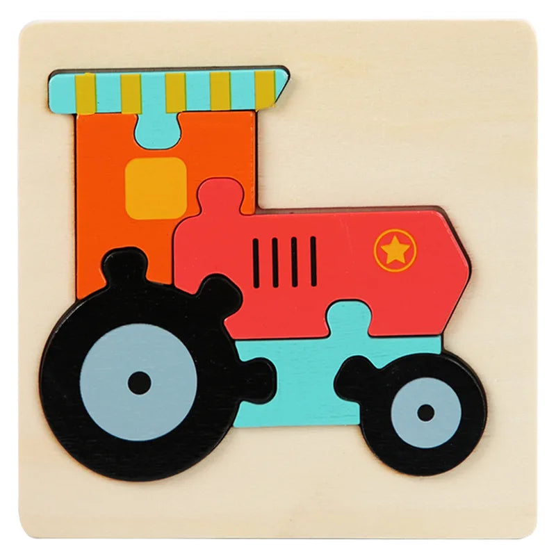 ELMAS Kids 3D Wooden Puzzle Cartoon Animals Gift - Al Masam Stationery LLC