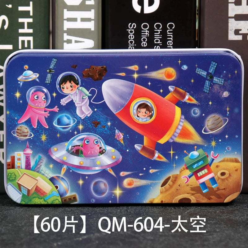 ELMAS New 60 Pieces Wooden Puzzles Kids Cartoon Fun - Al Masam Stationery LLC