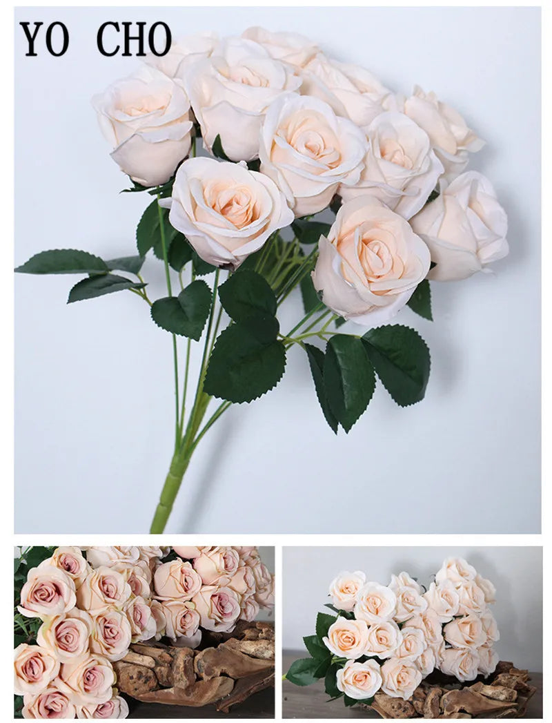 ELMAS 12 Heads Royal Blue Silk Flowers Bouquet Decor - Al Masam Stationery LLC