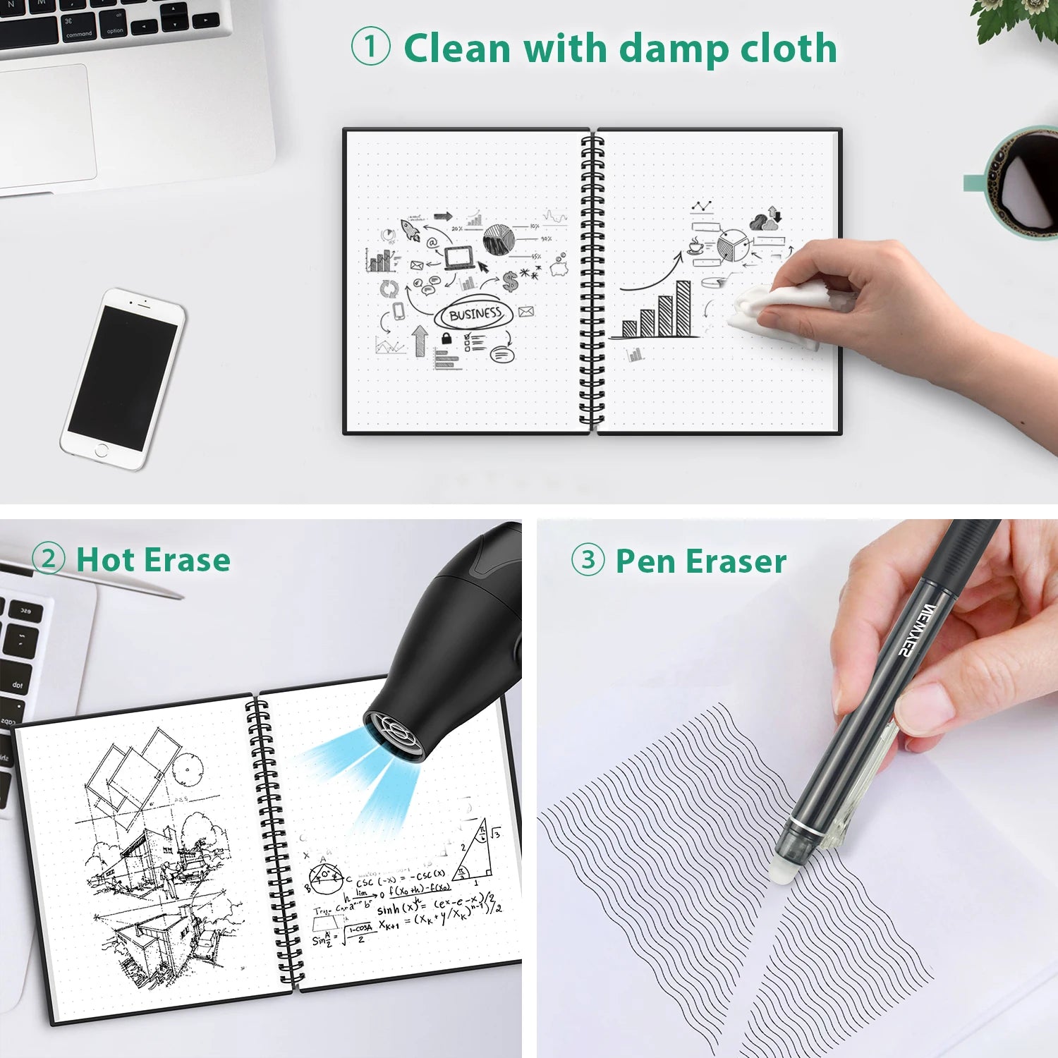 ELMAS Eco-Friendly Smart Reusable Notebook Collection - Al Masam Stationery LLC