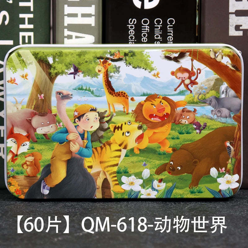 ELMAS New 60 Pieces Wooden Puzzles Kids Cartoon Fun - Al Masam Stationery LLC