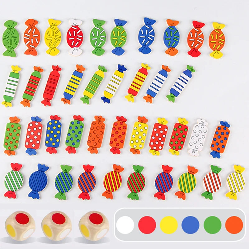 ELMAS Wooden Board Game Memory Chess Candy Matching Toy - Al Masam Stationery LLC