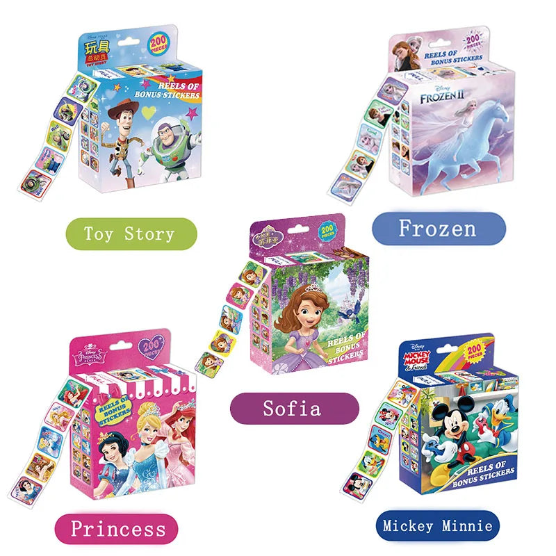 ELMAS 200Pcs/Box Disney Stickers Frozen Mickey Sofia Gift - Al Masam Stationery LLC